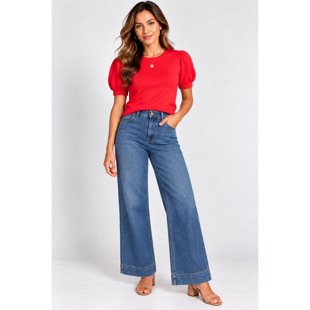 J.Crew Wide Leg Denim Jeans Medium Wash Minimalist Old Money Size 31